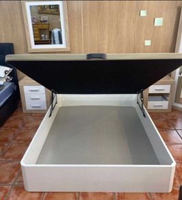 White Ottoman Storage Bed Double