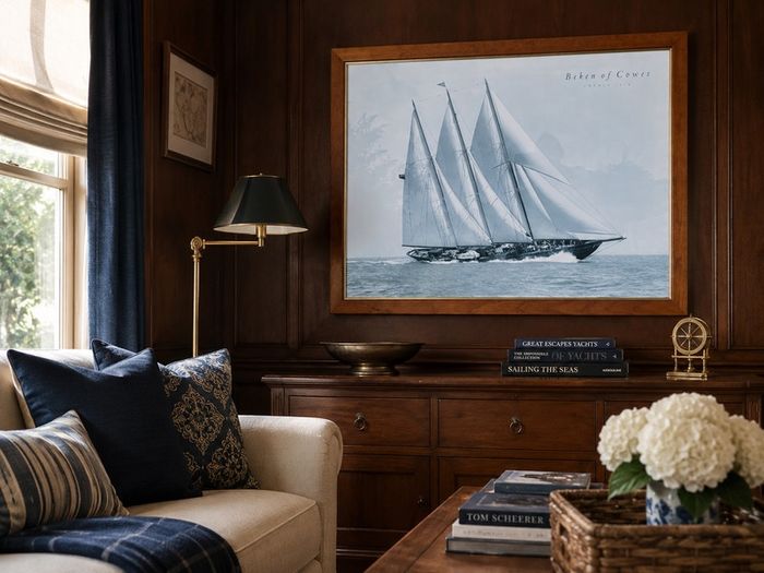 Large Framed Beken Of Cowes Creole 1939 Yacht Print 88cm By 68cm