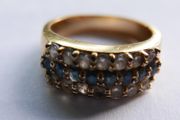 Vintage Three Row Stones Ring Gold Plated Ring size N1/2 - 4,45g
