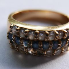 Vintage Three Row Stones Ring Gold Plated Ring size N1/2 - 4,45g