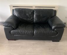 2 Seater & 3 Seater Black Leather Couch