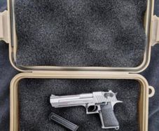 1/4 scale model, desert eagle in hardshell case.