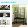 Large Bird Cage Budgie Cage with Stand, Toys, Wheels, Accessories, Storage Shelf for Canaries, Finches, Lovebirds, Parakeets - Black, 79 x 49 x 133 cm Image 4