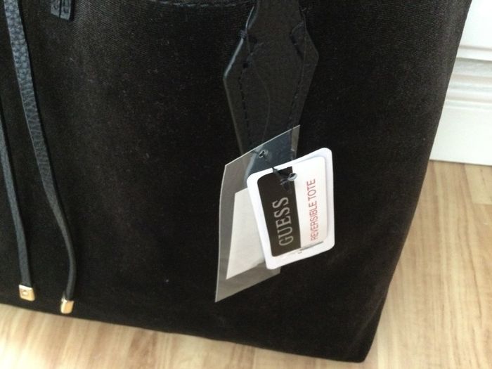 GUESS Bobbi reversible black velvet tote