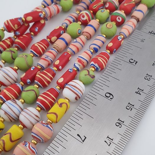 Antique Mix Venetian Style MultiColor Eyes Glass Beads Necklace