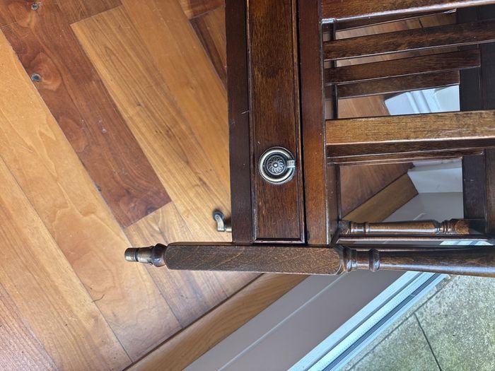 Antique Style Mahogany Canterbury Magazine/ Newspaper/ Vinyl Storage Holder - Stand with a single drawer