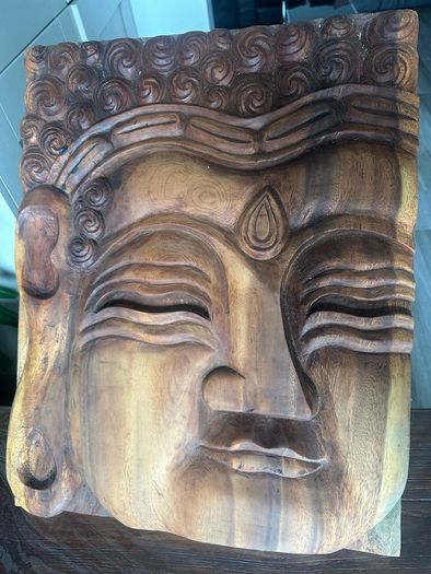 Solid Wood Buddha portrait. Hand crafted. 50x40x4cm