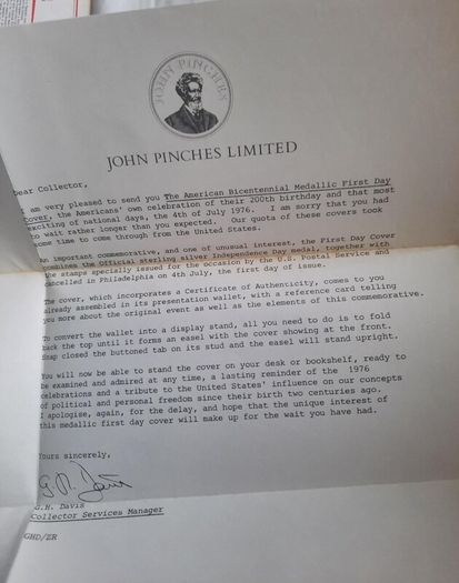 The American Bicentennial Medallic First Day Cover With Padded Album-1976