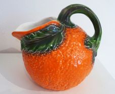 Vintage Bordallo Pinheiro style orange jug
