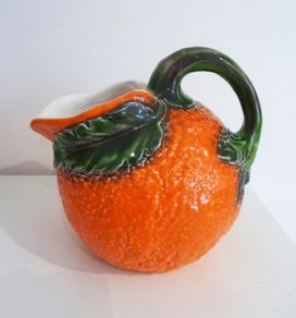 Vintage Bordallo Pinheiro style orange jug