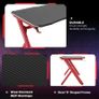 Gaming Desk with RGB LED Light, Cup Holder, Headphone Hook and Cable Management, Computer Table, Red Image 3