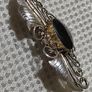 Vintage Sterling silver onyx stone brooch Image 2