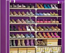 7 Tier Shoes Rack with Dustproof Cover, Shoes Cabinet Storage Organiser, Shoe Cabinet Tower Shelves for Hallway Living Room