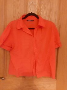 orange button blouse