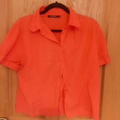 orange button blouse