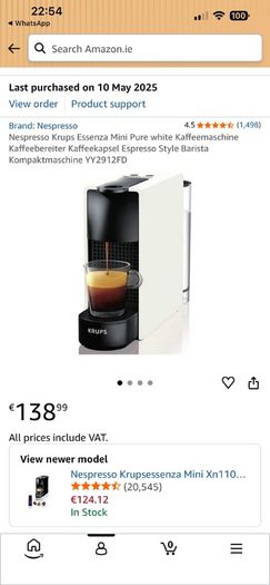 Nespresso Krups Essenza Mini, pure white