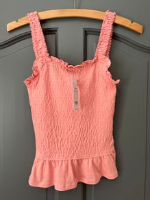 BNWT NEW LOOK Tank Top Womens Coral Shirred size 8