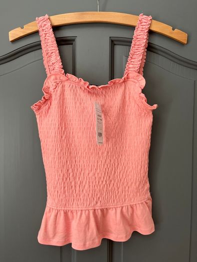 BNWT NEW LOOK Tank Top Womens Coral Shirred size 8
