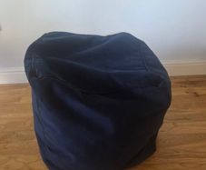 Navy velvet pouffe