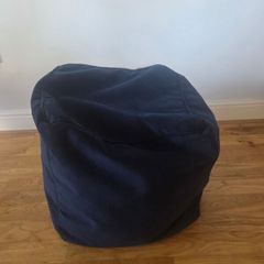 Navy velvet pouffe
