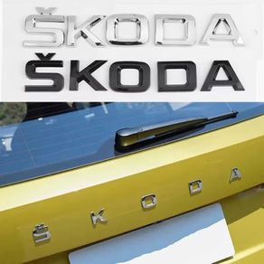 Skoda 3D ABS silver black for car Letter Lettering Emblem Rear tail trunk Decals badge sticker Decal styling