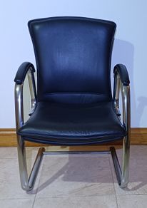 Black Leather Chrome Framed Chair