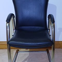 Black Leather Chrome Framed Chair