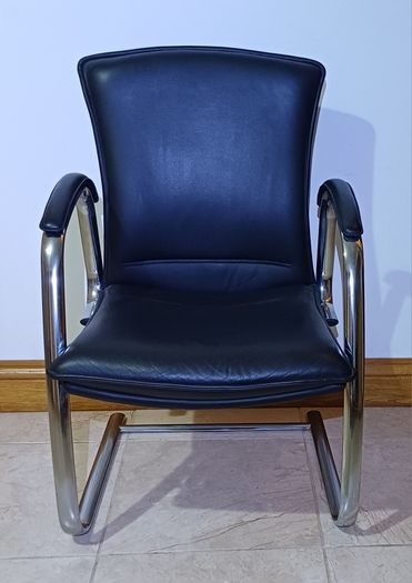 Black Leather Chrome Framed Chair