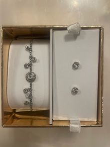 Michael Kors silver plated bracelet and earring gift set