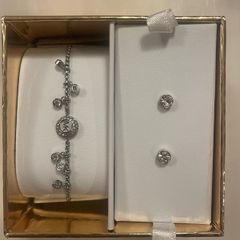 Michael Kors silver plated bracelet and earring gift set