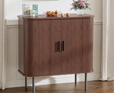 Sideboard, Buffet Storage Cabinet for Living Room, Kitchen Cupboard with Tambour Sliding Door, Storage Unit for Modern Home Dinning Room,Walnut
