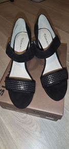 Heeled Suede Black Sandals New