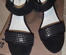 Heeled Suede Black Sandals New