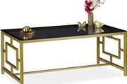 Coffee Table Glass Black &amp; Gold