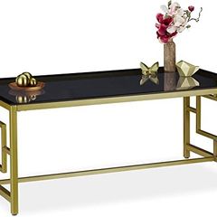 Coffee Table Glass Black & Gold