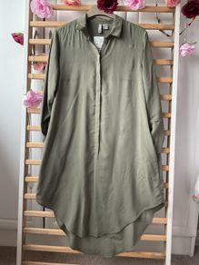 shirt bnwt H&M long shirt /shirt dress khaki size 10
