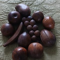 Mid Century Hand Carved Wood Fruit