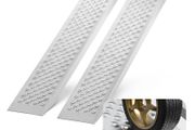 Portable Loading Ramps 2 Pcs Durable Aluminum Shed Ramp Set with Anti-Slip Holes, Compact Design and Easy Storage, 399.2 kg Weight Capacity, for ATV, Tractors, Lawn Mowers, Carts