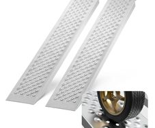 Portable Loading Ramps 2 Pcs Durable Aluminum Shed Ramp Set with Anti-Slip Holes, Compact Design and Easy Storage, 399.2 kg Weight Capacity, for ATV, Tractors, Lawn Mowers, Carts