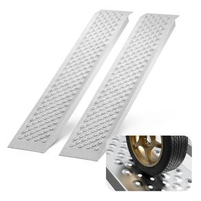 Portable Loading Ramps 2 Pcs Durable Aluminum Shed Ramp Set with Anti-Slip Holes, Compact Design and Easy Storage, 399.2 kg Weight Capacity, for ATV, Tractors, Lawn Mowers, Carts