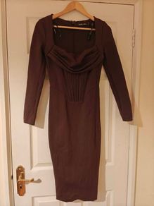 Lavish Alice Cowl Corset Ponte Midi dress