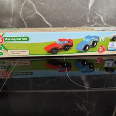 Wooden toy racing car set