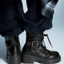 Amazing Goth  / Grunge Style Boots size 6 - fab leather look - studs - chains & metal clasps! Image 2