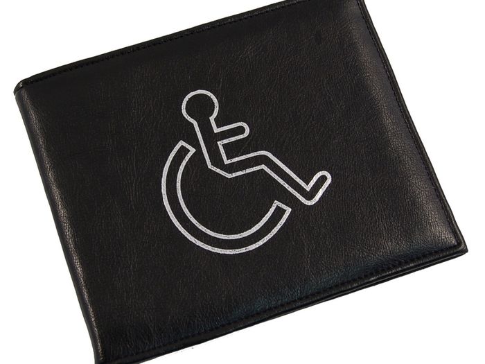 Black Leather Disable pass display holder / cover / wallet