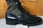 Vintage Military Surplus Style Black &amp; Olive OD Green Panama Sole Jungle Boots - Size 43