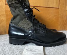 Vintage Military Surplus Style Black & Olive OD Green Panama Sole Jungle Boots - Size 43