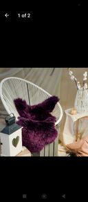 warm and cosy purple sheepskin rug