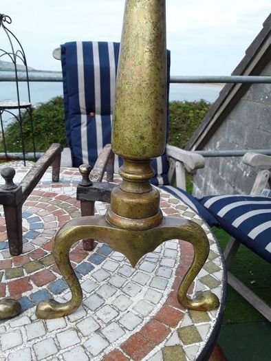Antique brass fire dogs
