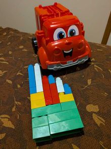 Red truck with building blocks