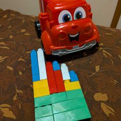 Red truck with building blocks